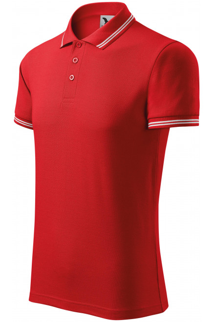 Kontrastiertes Poloshirt für Herren, rot, einfarbige T-Shirts