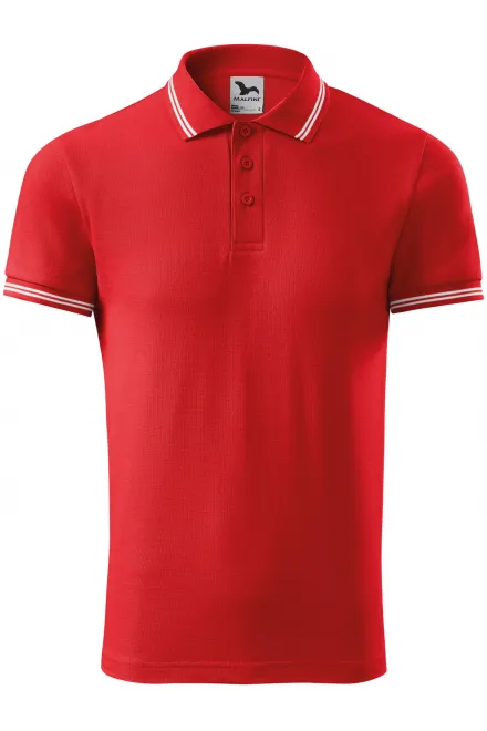 Kontrastiertes Poloshirt für Herren - rot, S