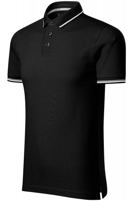 Kontrastiertes Poloshirt für Herren, schwarz, Herren-Poloshirts