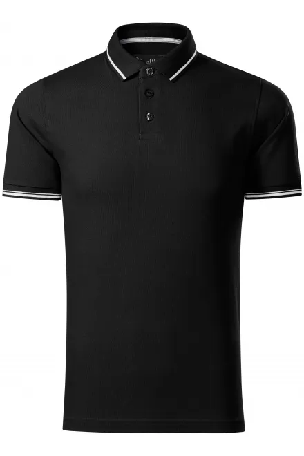 Kontrastiertes Poloshirt für Herren - schwarz, XL