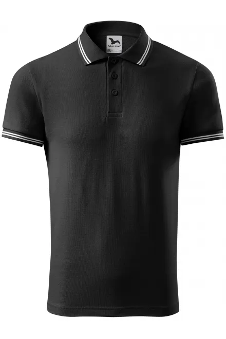 Kontrastiertes Poloshirt für Herren - schwarz, S