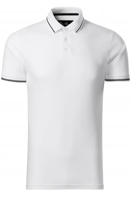 Kontrastiertes Poloshirt für Herren - weiß, XL