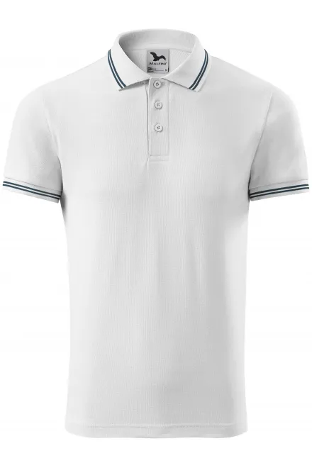 Kontrastiertes Poloshirt für Herren - weiß, S