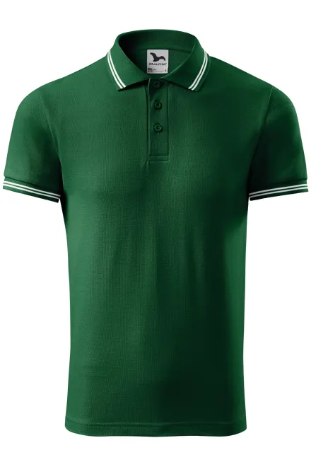 Kontrastiertes Poloshirt für Herren - Flaschengrün, S