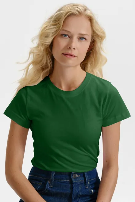 Damen einfaches T-Shirt, Flaschengrün