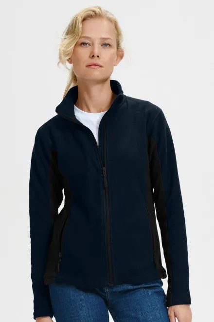 Damen Fleece-Kontrastjacke, dunkelblau