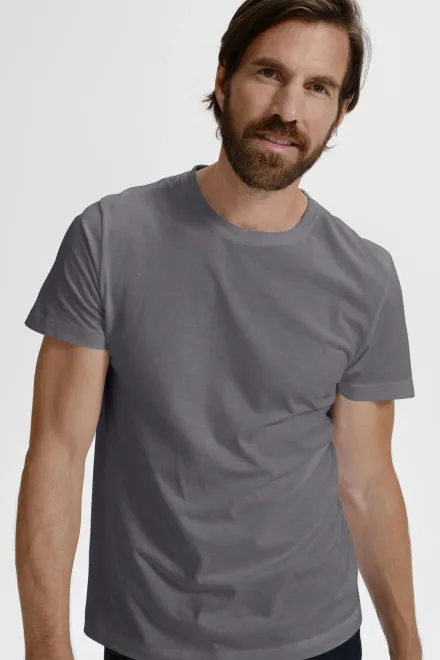 Das einfache T-Shirt der Männer, stahlgrau