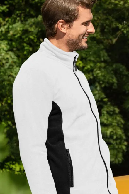 Fleece-Kontrastjacke für Herren, weiß