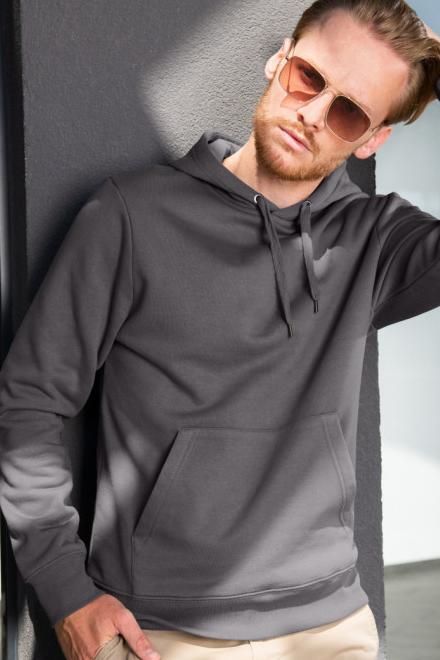 Herren Sweatshirt mit Kapuze ohne Reißverschluss, stahlgrau, 3XL