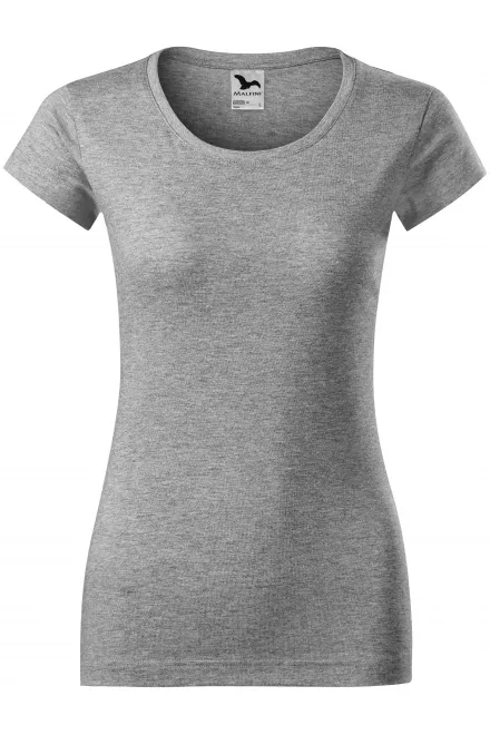 Slim Fit Damen T-Shirt mit rundem Halsausschnitt - dunkelgrauer Marmor, XS