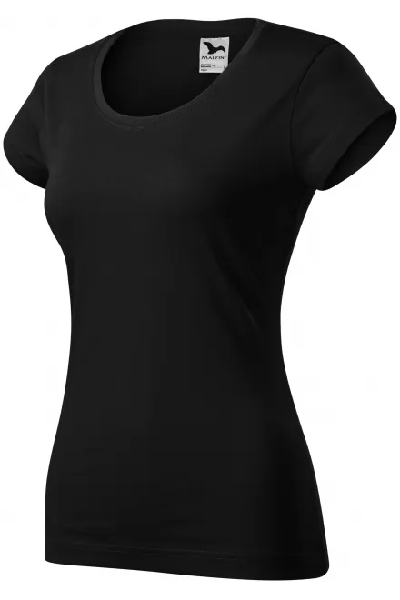 Slim Fit Damen T-Shirt mit rundem Halsausschnitt, schwarz