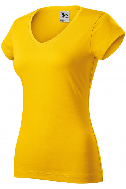 Slim Fit Damen T-Shirt mit V-Ausschnitt, gelb, gelbe T-Shirts