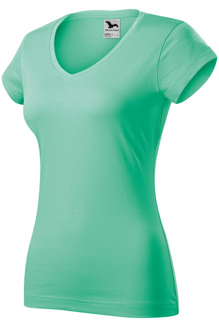 Slim Fit Damen T-Shirt mit V-Ausschnitt, Minze, grüne T-Shirts