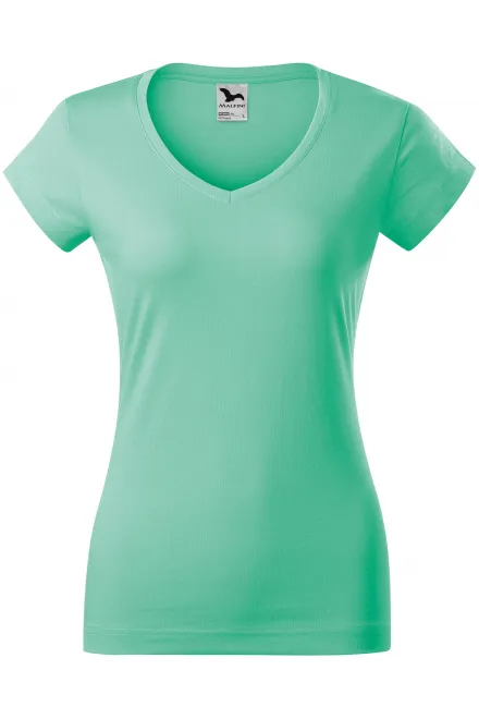 Slim Fit Damen T-Shirt mit V-Ausschnitt - Minze, XS