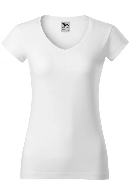 Slim Fit Damen T-Shirt mit V-Ausschnitt - weiß, XS