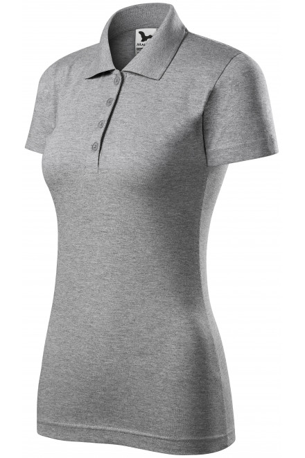Slim Fit Poloshirt für Damen, dunkelgrauer Marmor, Damen-Poloshirts