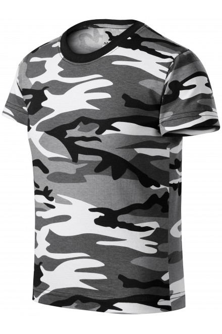 T-Shirt der Camouflage-Kinder, Tarngrau, graue T-Shirts