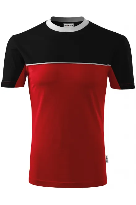 T-Shirt mit zwei Farben - rot, L